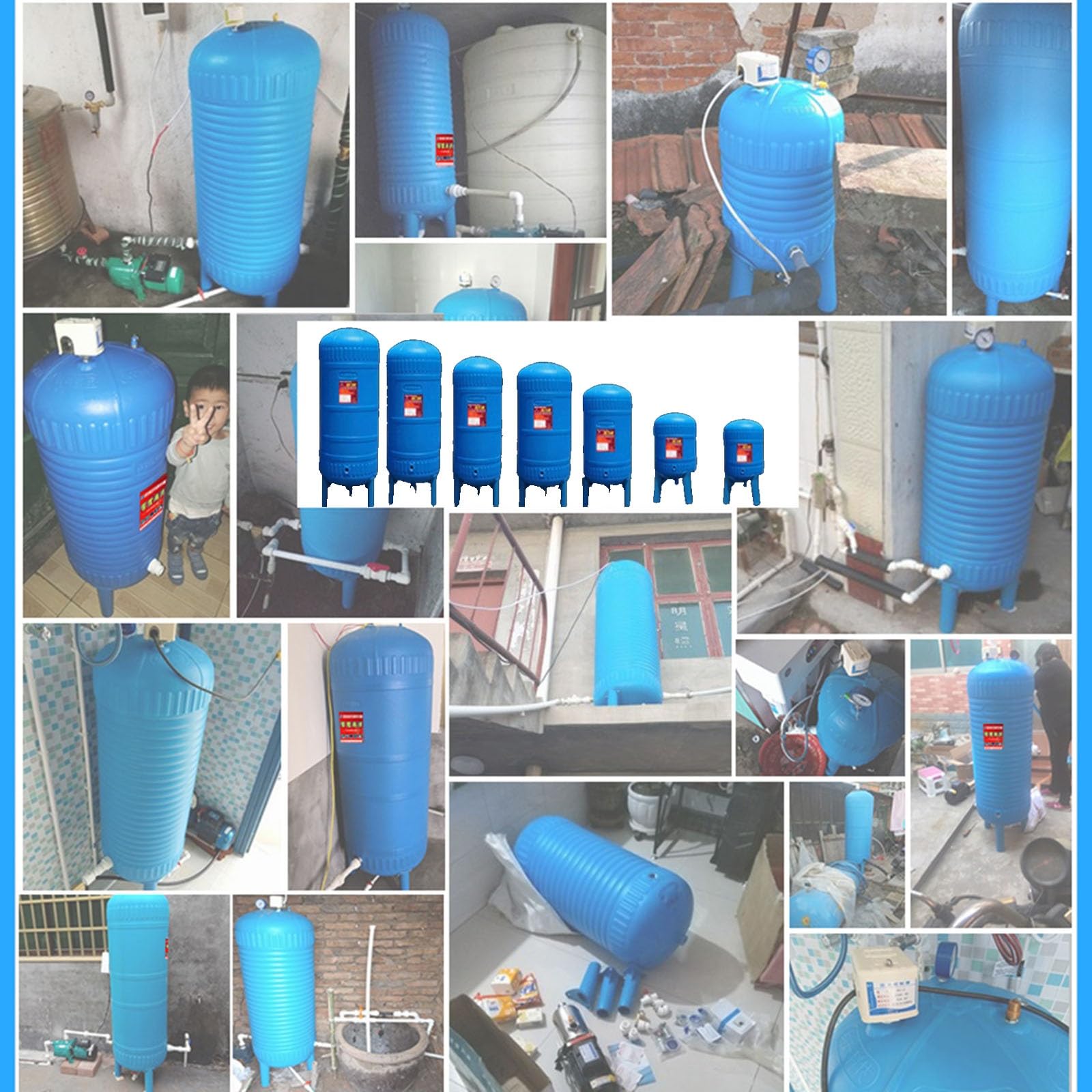 Tanque De PresióN De Pozo Tanque de presión para sistemas de agua PE, tanque de almacenamiento de agua prepresurizada con kit de instalación para bomba de pozo, tanques de presión para el hogar(50L/13