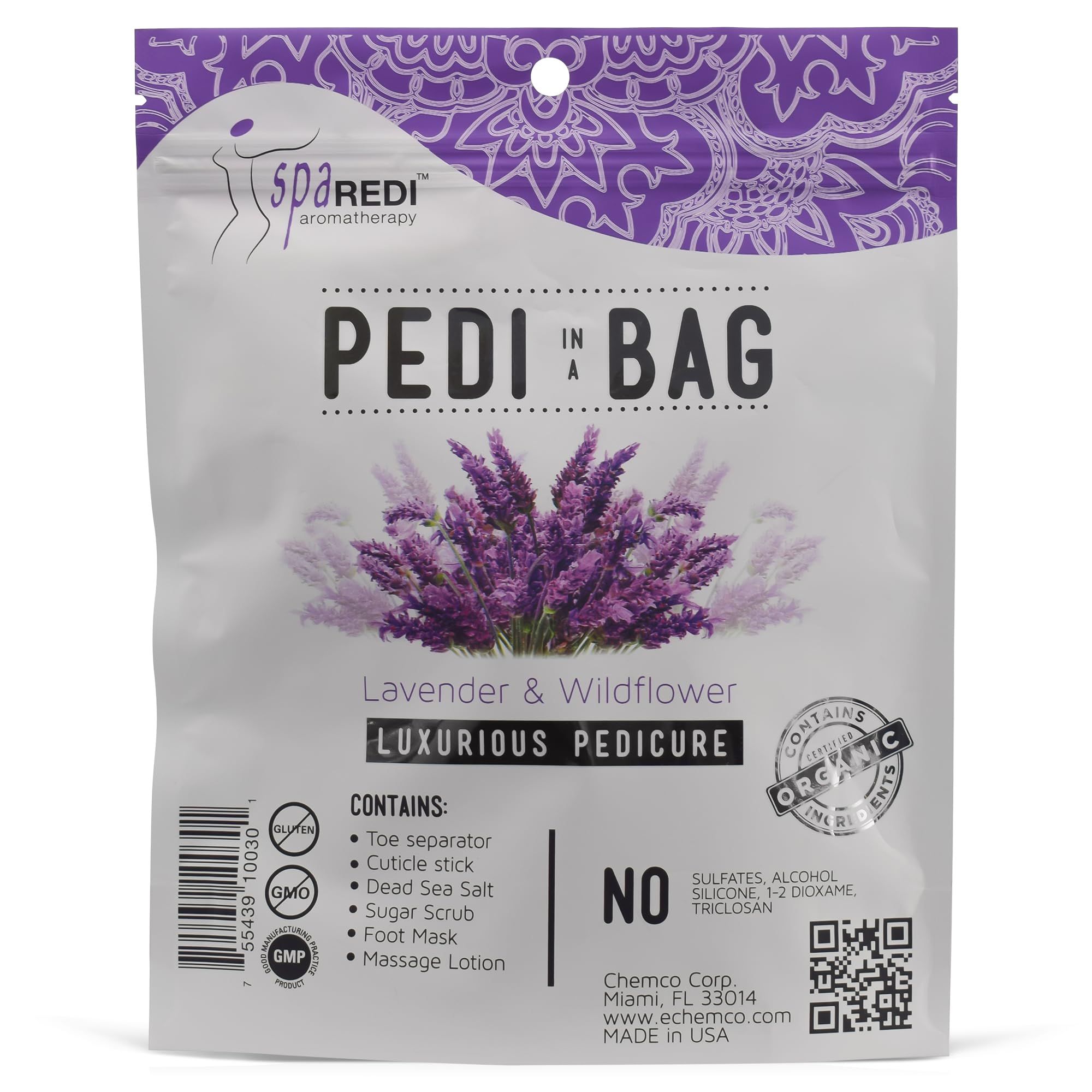SPA REDI Detox In A Bag Pedicure Kit -Pedicure Massage for Tired Feet, Detoxifies and Refreshes Feet, Soothing Lavender