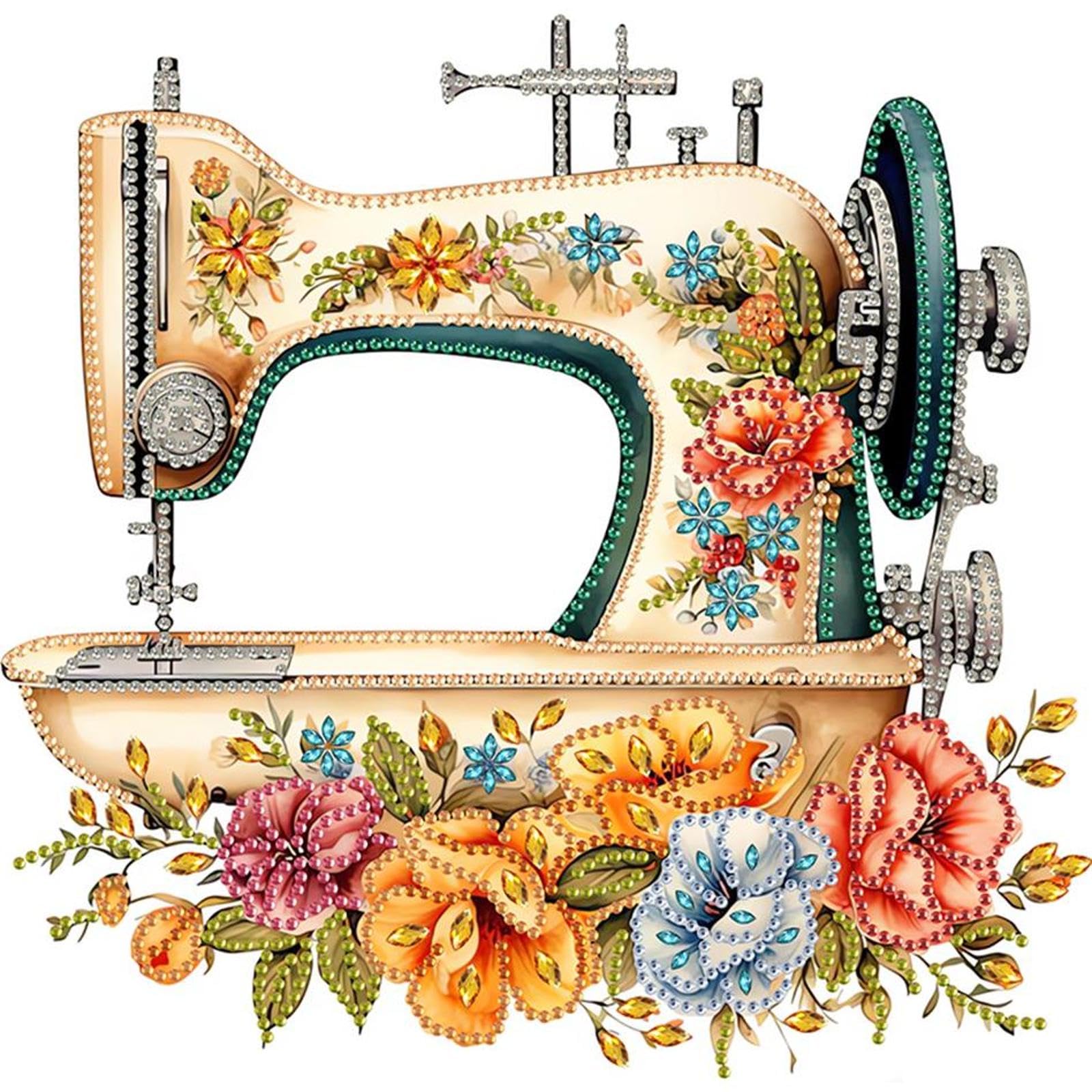 Sewing Machine Special Shape Diamond Painting - 5D Diamond Art Kits for Adults, Diamond Painting Partial Drill Crystal Rhinestone Art, DIY Diamond Art Kits for Adults, 11.8x11.8 Inch(F)