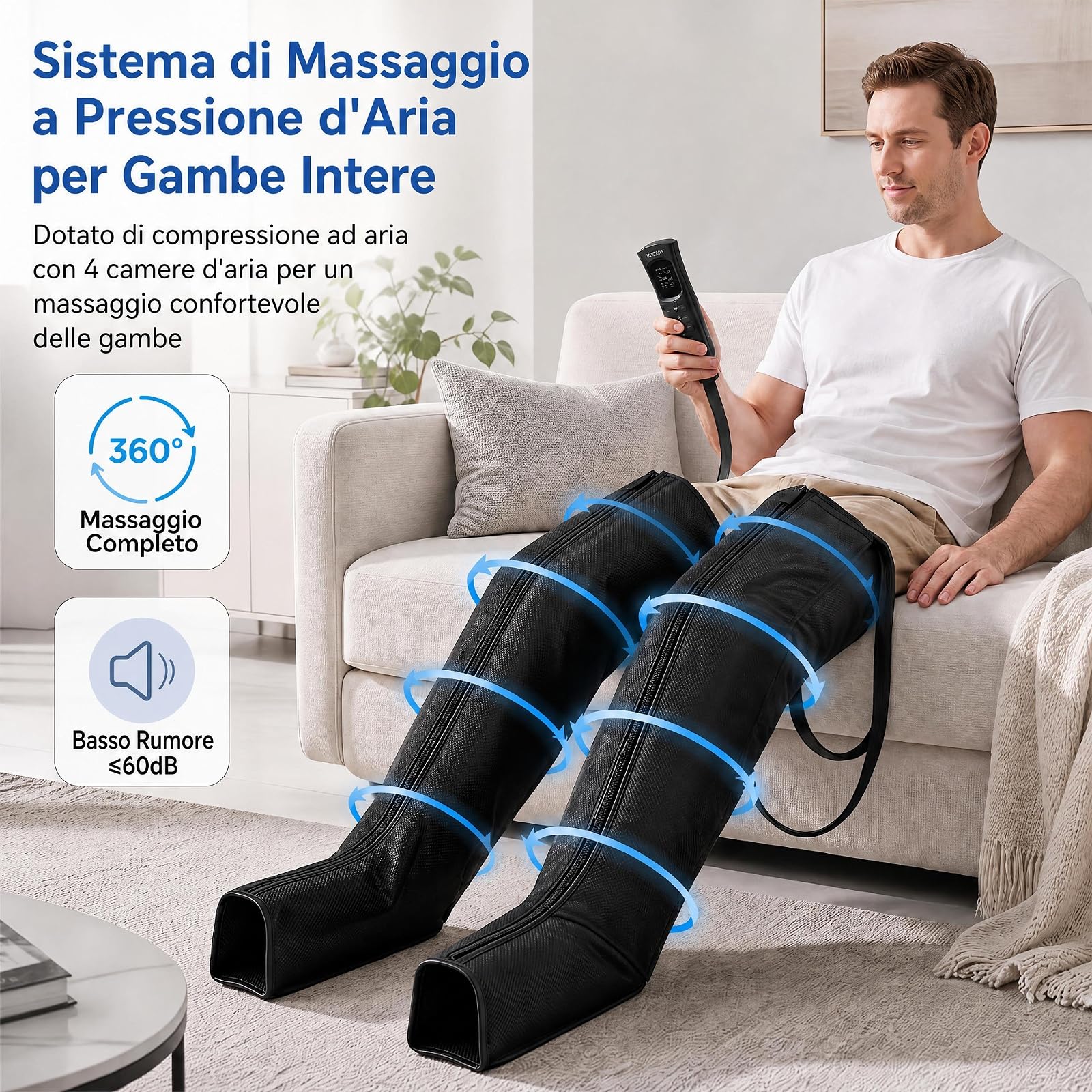 COSTWAY Massaggiatore Gambe a Compressione con 6 Modalità di Massaggio