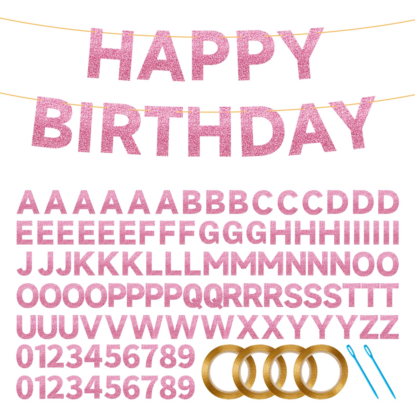 IONEKIUK DIY Glitter Number & Alphabet Banner Kit, Birthday Bunting