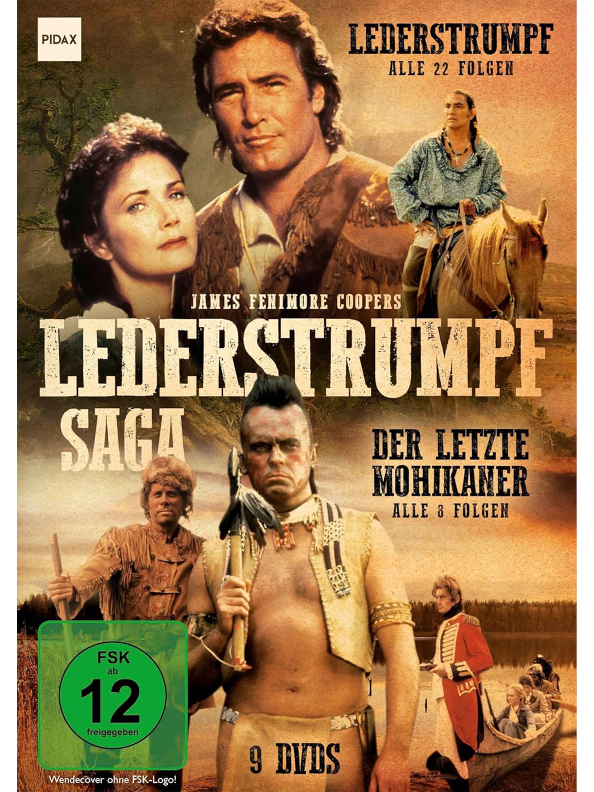 Lederstrumpf Saga - Zwei Abenteuerserien mit insgesamt 30 Folgen nach den Büchern von James Fenimore Cooper auf 9 DVDs - Ein Highlight für jeden Fan des Physischen Mediums
