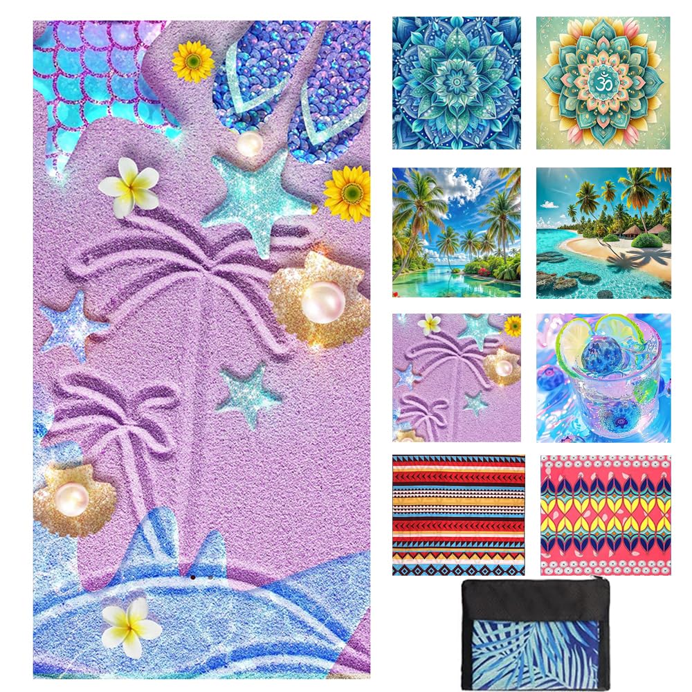 JAODFK Microfibre Beach Towel 71"X32" Quick Dry Lightweight Sand Free Extra Large Thin Towels Travel Essentials For Adults Womens Swim Bath Accessories Mats Holiday Must Haves Coconut Tree F
