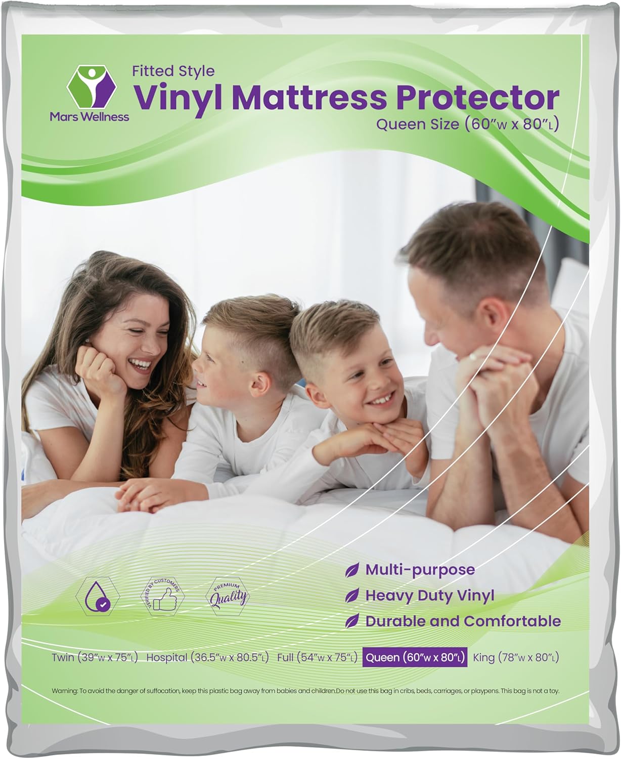 Mars Wellness Waterproof Vinyl Mattress Protector and Cover - Contoured Fitted White Mattress Cover Sheet - 10 Pack - Twin