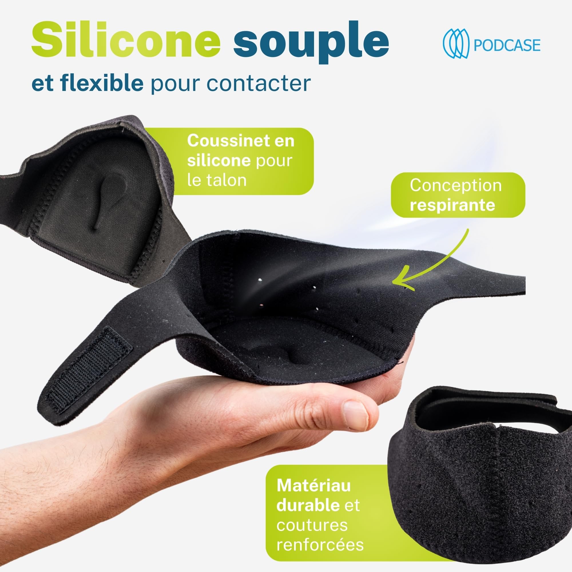 Lot de 4 Talonnettes Silicone avec Tissu Respirant et Fermeture pour Fasciite Plantaire et Épine Calcanéenne - Semelles Gel Homme et Femme - Unisex (S (35-40))