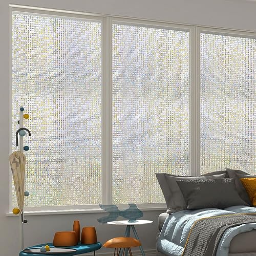 Miniatura 6 de Película de mosaico 3D para ventana, película de vidrio esmerilado para ventana, calcomanías decorativas de vinilo para ventana, anti-UV, adherencia