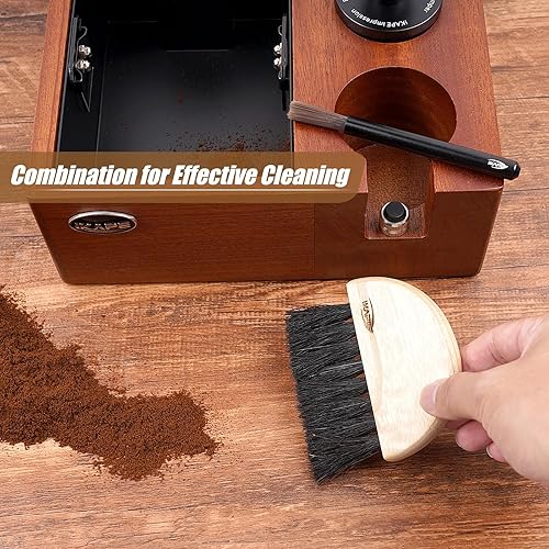 Miniatura 4 de IKAPE Juego de accesorios de café expreso, cepillo de limpieza — un cepillo en forma de abanico y un exquisito juego de cepillos de aluminio — Eleva