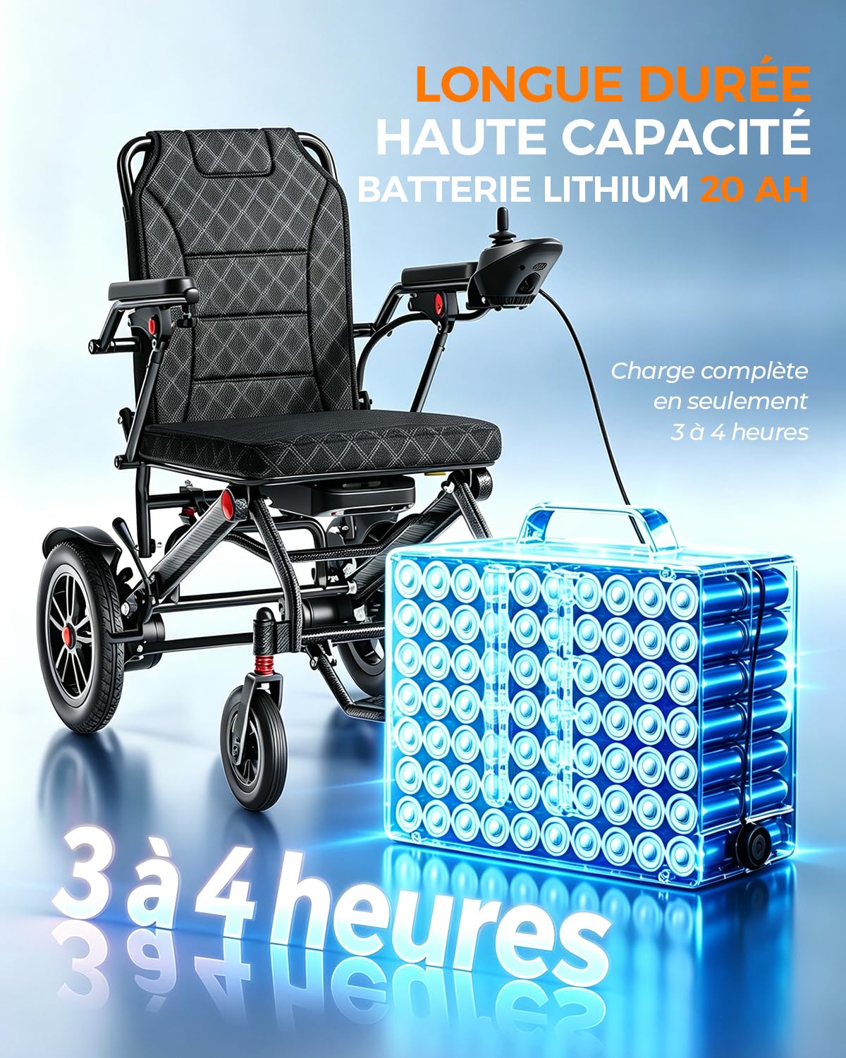 2026 Fauteuil Roulant électrique Pliable Ultra Léger Pour Adultes | Intérieur et extérieur, Alliage d’aluminium Seulement 19kg pour voyage, batterie au lithium 20 Ah, Jusqu'à 150 kg