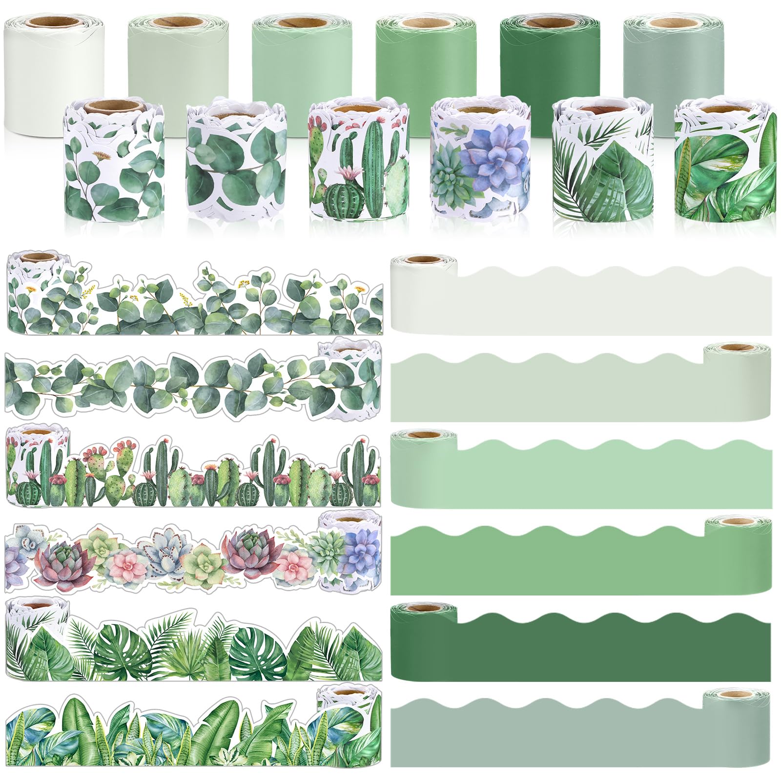 Photo 1 of Qilery Greenery Bulletin Board Borders (394ft, 12 Rolls)