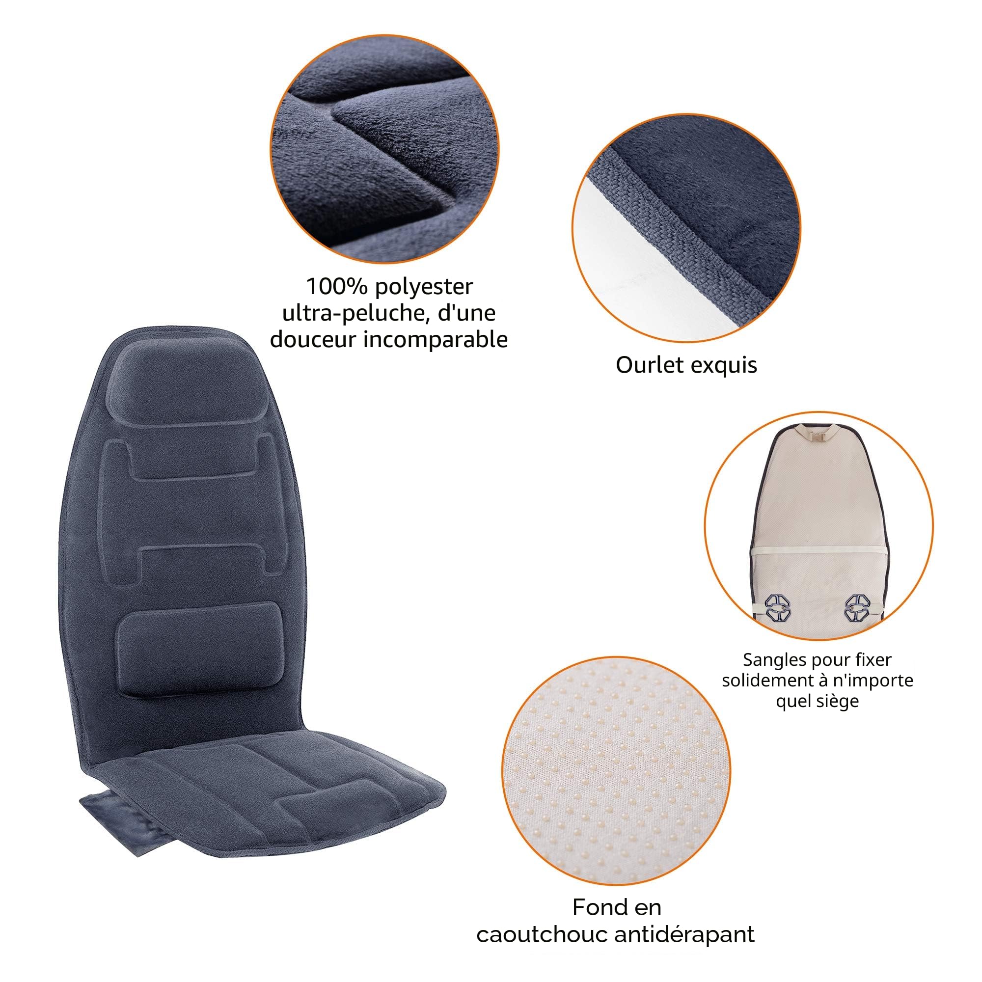 Snailax Siège Massant avec Chaleur, 10 Moteurs de Vibration Coussin de Siège de Massage, Coussin de Massage, Masseur de Dos pour la détente à la maison bureau, Cadeaux
