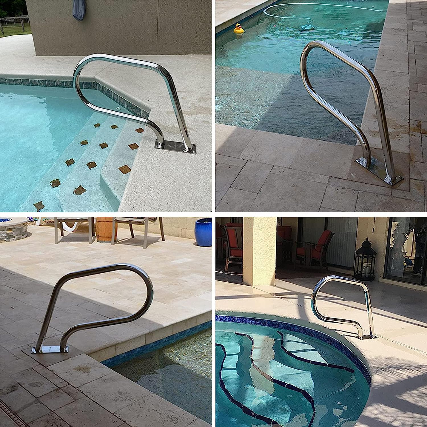 Pool-Handlauf, Pool-Handhaltegriff Aus Edelstahl 304, Schwimmbad-Handläufe Mit Einer Tragfähigkeit Von 250 Pfund Für Bodenschwimmbäder, Thermalbäder, Wasserparks,1pack