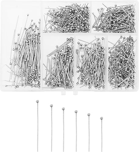 Mandala Crafts Alfileres de cabeza plana de acero inoxidable de 1 pulgada para hacer joyas, suministros de fabricación de aretes, 500 hallazgos de