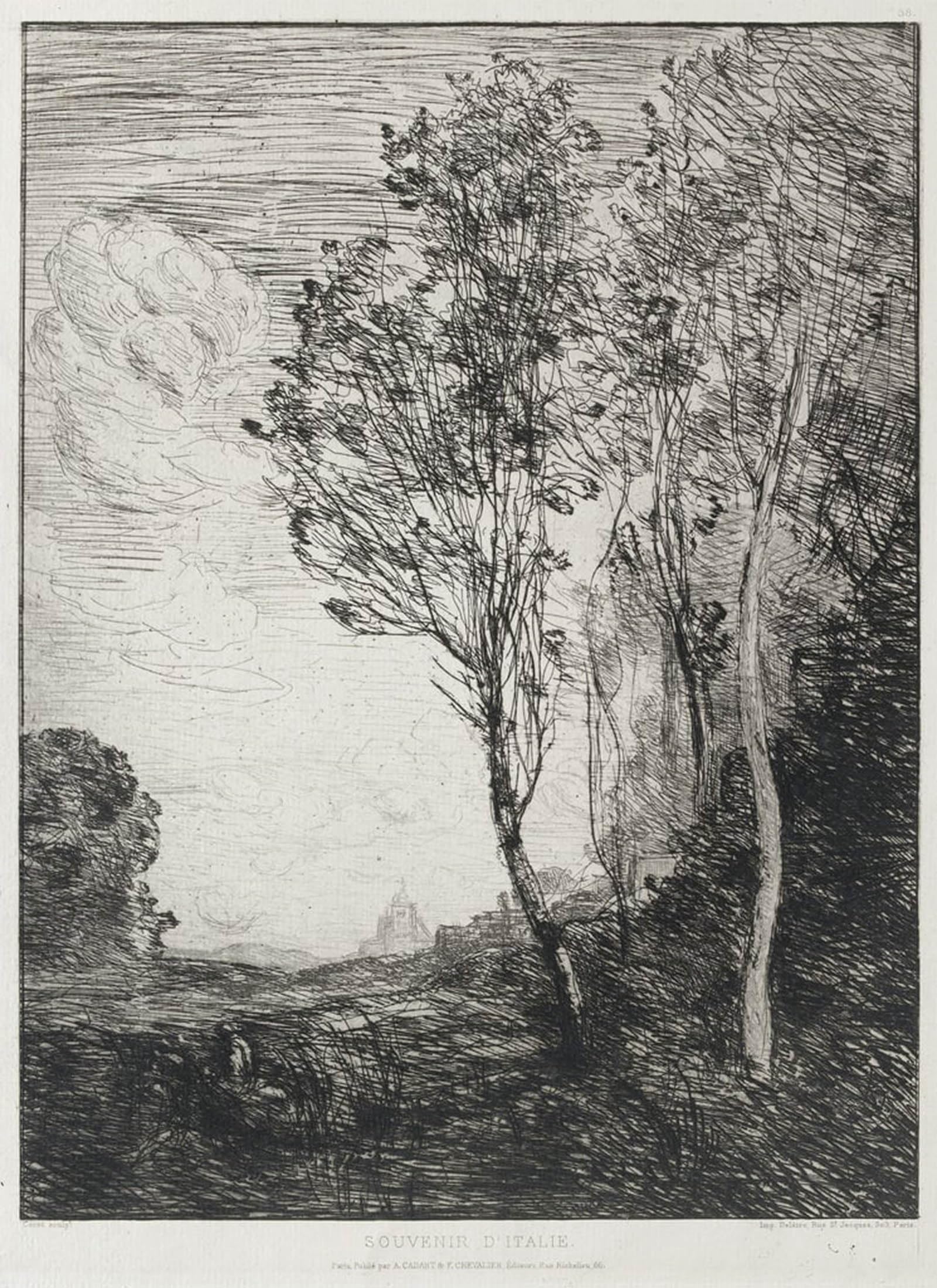 SERENDIPITP Vintage Wall Art Canvas Nordic Poster Canvas Print Picture Souvenir d'Italie by Jean Baptiste Camille Corot Wall Art Poster for Home Decor 60x90cm