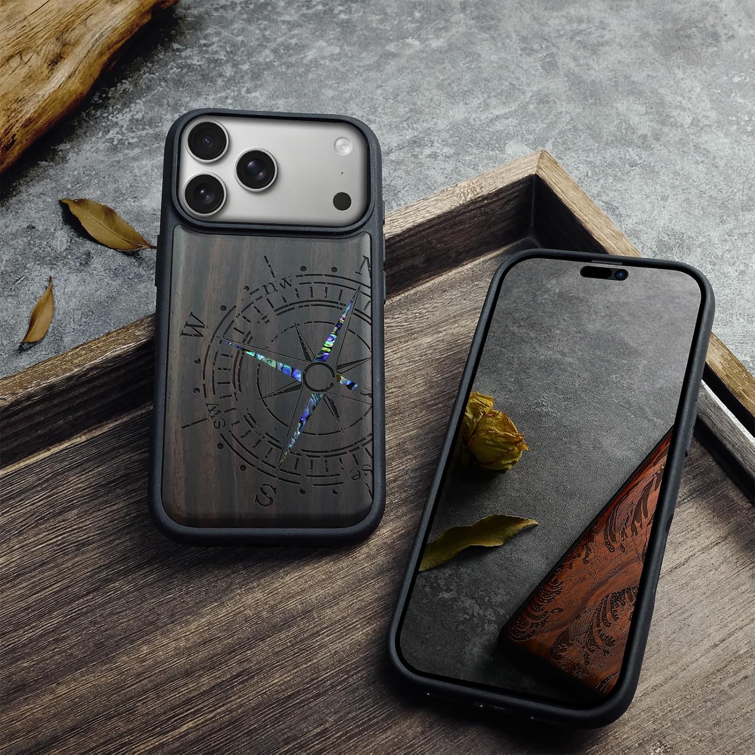 Carveit Handcrafted Case for iPhone 18 Pro - Incomplete Compass-Black image 4