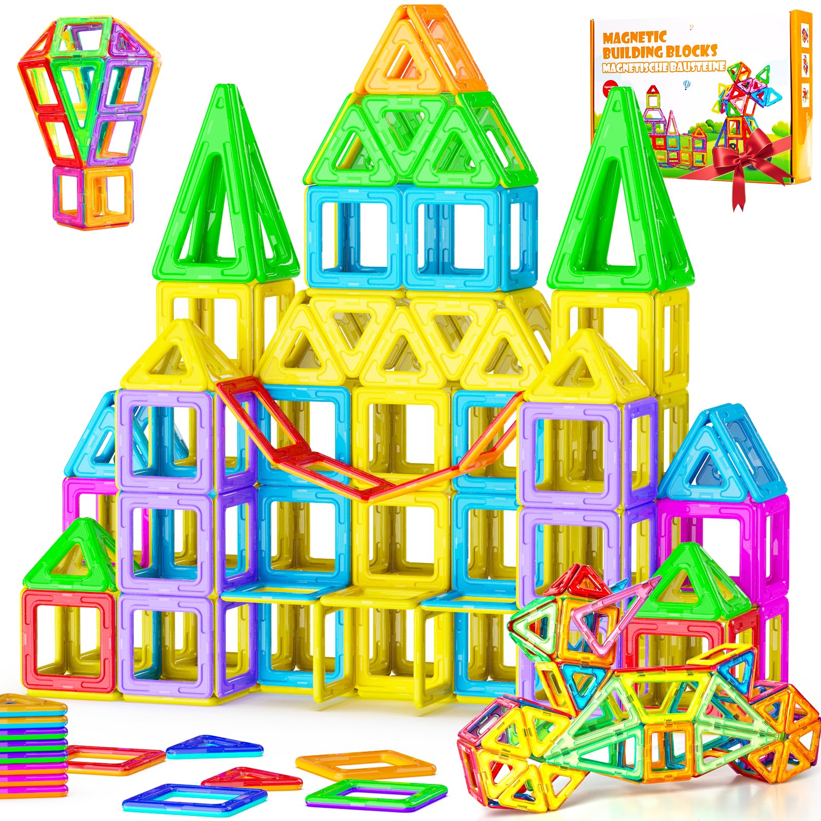 Assark Costruzioni Magnetiche Bambini, Giochi Magnetici per Bambini 3 4 5 6 7 8 Anni, Montessori STEM, Scelta Regalo Perfetta per Ragazzi e Ragazze