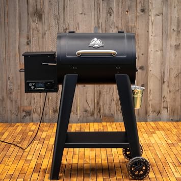 Pit Boss 500 FB2 Series Wood Pellet Grill & Smoker with Flame Broiler and LCD Digital Controller, 518-Sq. In. Cooking Space, 180F to 500F Temperature Range, Meat Probe, 5 lb. Pellet Hopper, Black