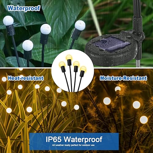 Miniatura 5 de Luces de jardín - Luz solar de luciérnaga mejorada que se balancea con el viento, exterior, exterior, patio, camino, alambre de hierro de alta