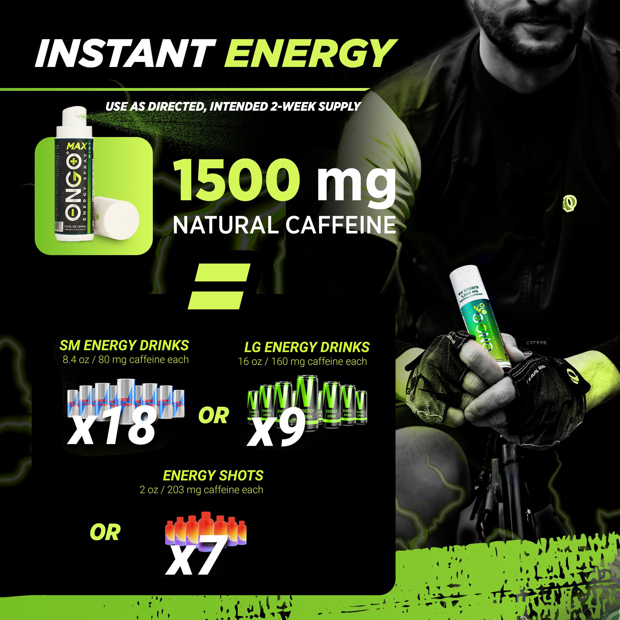 ONGO Energy - Natural Caffeine (1500mg) Rapid Oral Delivery When You Need it Most | Vegan, Sugar and Gluten Free | B3, B6, B12 Vitamin Spray | Study, Work and Much More | Mint Flavor | 15 Servings — Amazon image 2