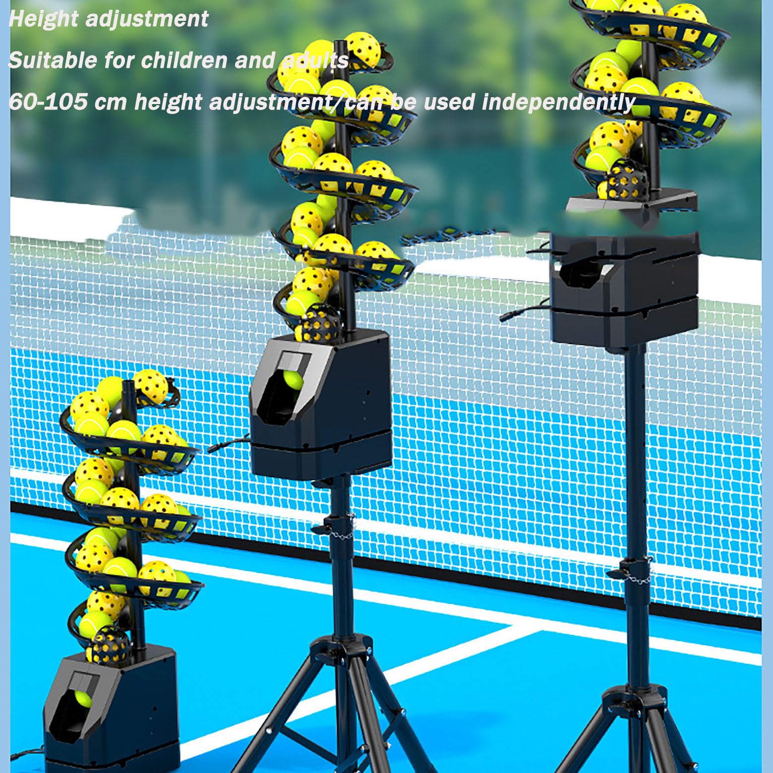 Macchina portatile per palline da tennis, per giocatore singolo, può essere agitata/controllata a distanza/frequenza regolata da tennis/pickleball, per adulti e bambini, capacità di 33 palline