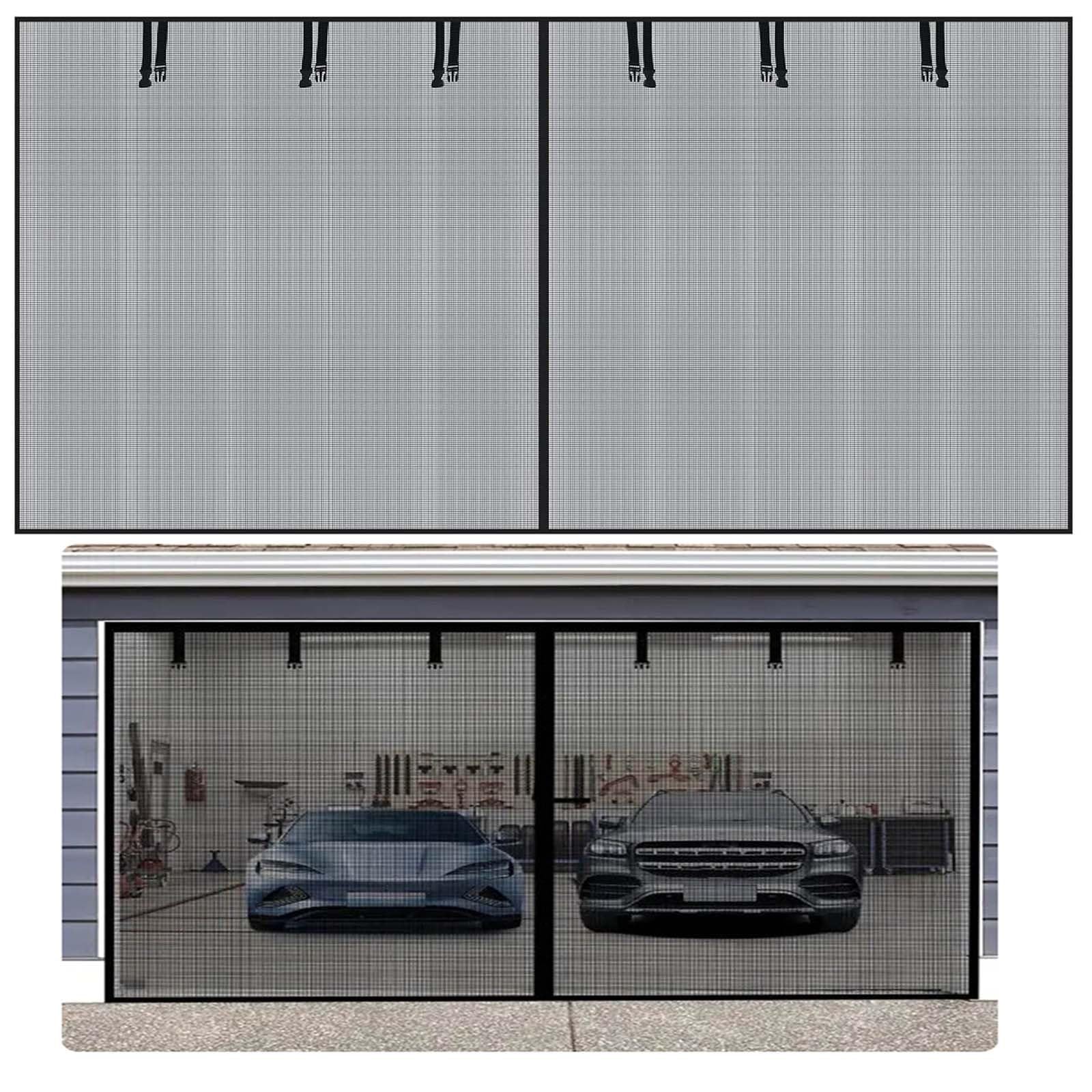 Moustiquaire de garage magnétique noire avec rideau robuste en fibre de verre