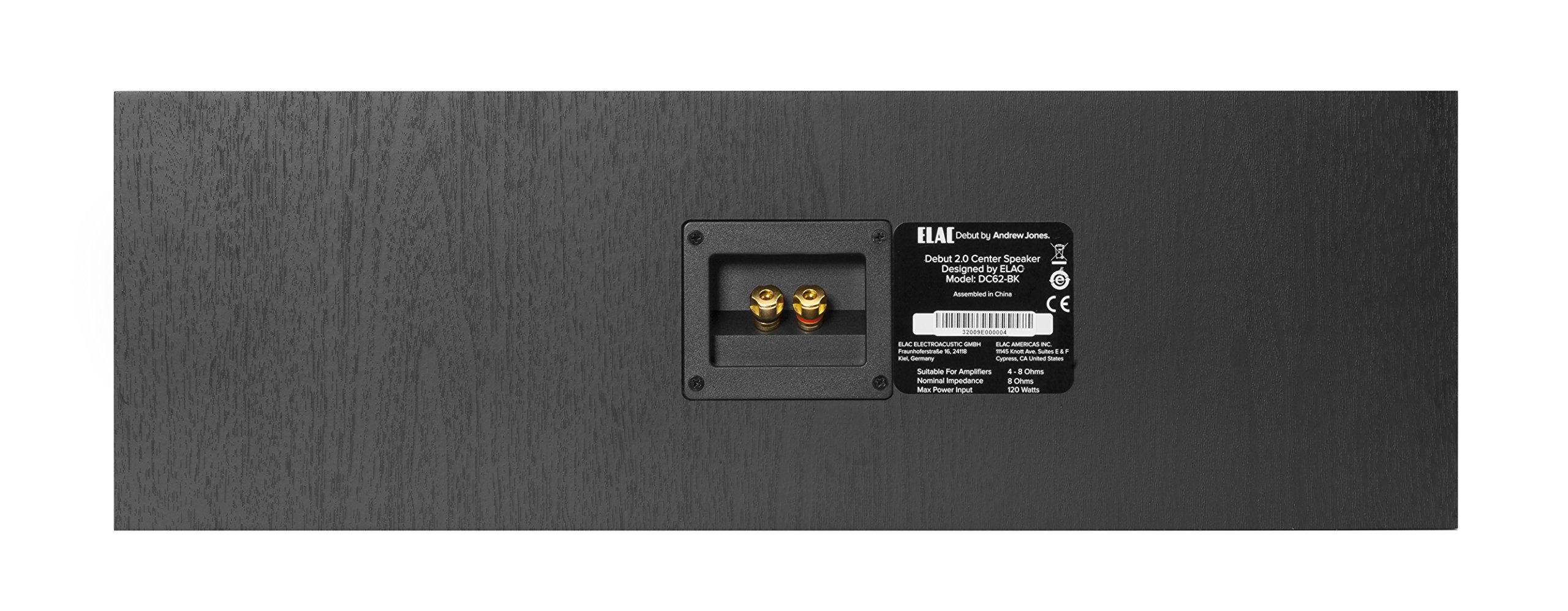 ELAC Debut 2.0 Haut-Parleur Central C6.2, Enceinte pour la Lecture de Musique sur chaîne Hi-FI, système de Son Surround 5.1, Son Excellent et Design de qualité, Haut-Parleur 2 Voies