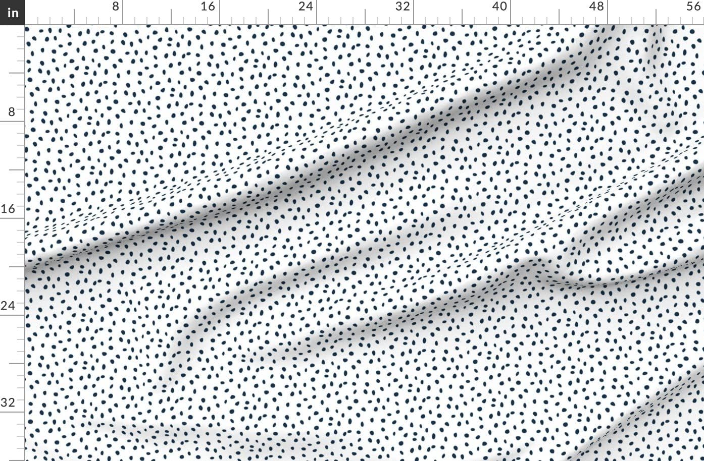 Spoonflower Fabric - Dalmatian Dots Navy White Dot Spots Printed on Organic Cotton Sateen Fabric by The Yard - Sewing Quilting Apparel Home Decor