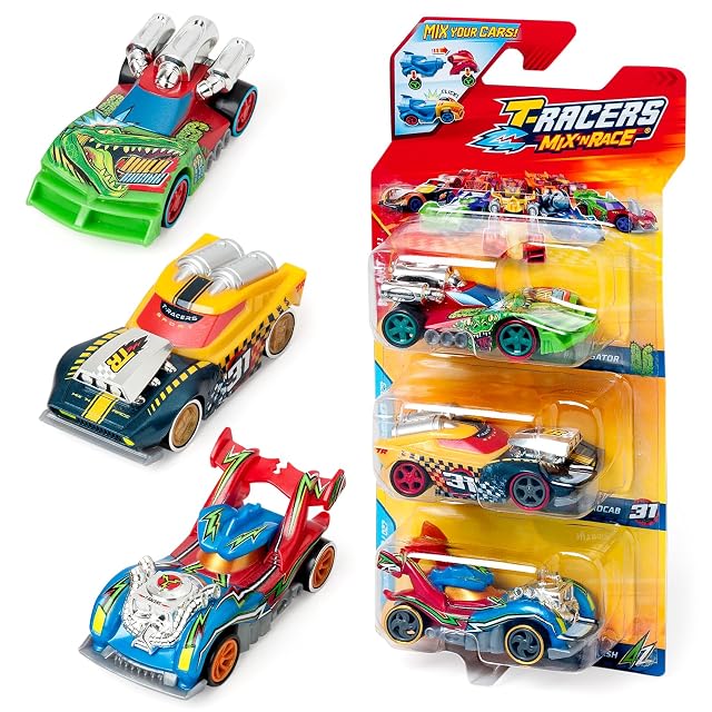 T-Racers Mix ´N Race 3 Pack - Pack de 3 Coches coleccionables. Coches Desmontables por Dos Partes y con…
