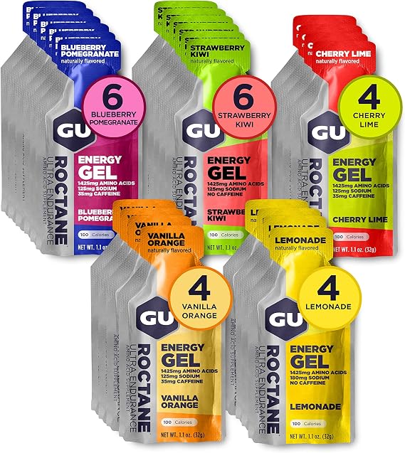 GU Energy Original Sports Nutrition Energy Gel, Vegan, Gluten-Free, Kosher & Roctane Ultra Endurance Energy Gel, Vegan, Gluten-Free, Kosher