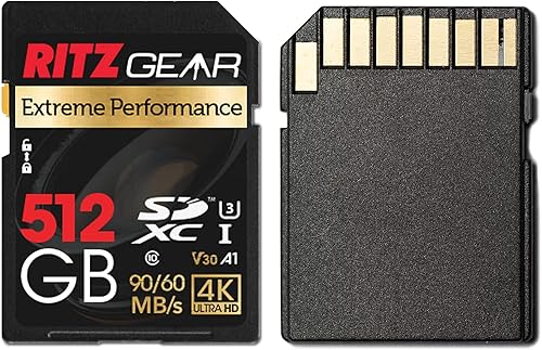 Miniatura 3 de Ritz Gear Extreme Performance UHS-I SDXC 512GB Paquete de 2 tarjetas SD 9060 MBS U3 A1 Clase 10 V30 Tarjeta de memoria para dispositivos que pueden