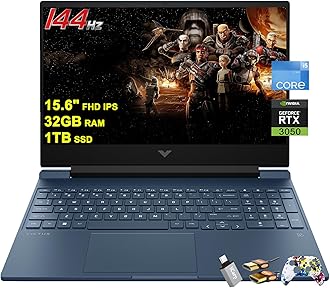 HP Victus 15 Gaming Laptop 15.6" FHD IPS Anti-Glare 144Hz Intel 8 Core i5-12450H (Beat i7-11800H) 32GB RAM 1TB SSD GeForce RTX 3050 Backlit B&O Fast Charging Win11 Blue with ICP Accessories