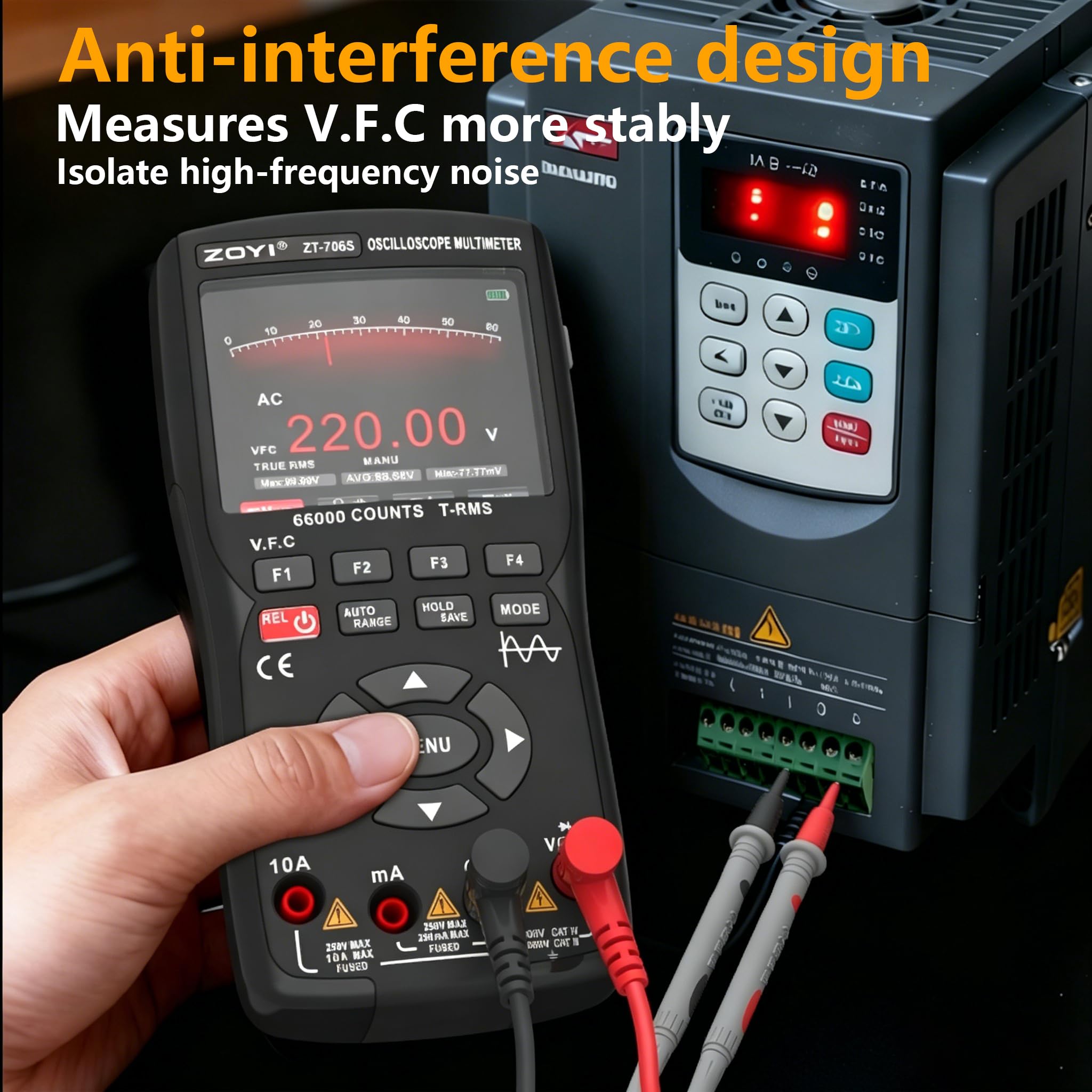 706S 3-in-1 Handheld Oszilloskop Multimeter DDS Signalgenerator, 2-Kanal 50MHz, 280MSa/s, 66000 Counts Multimeter VFC, Diodenprüfung & Kurvenaufzeichnung