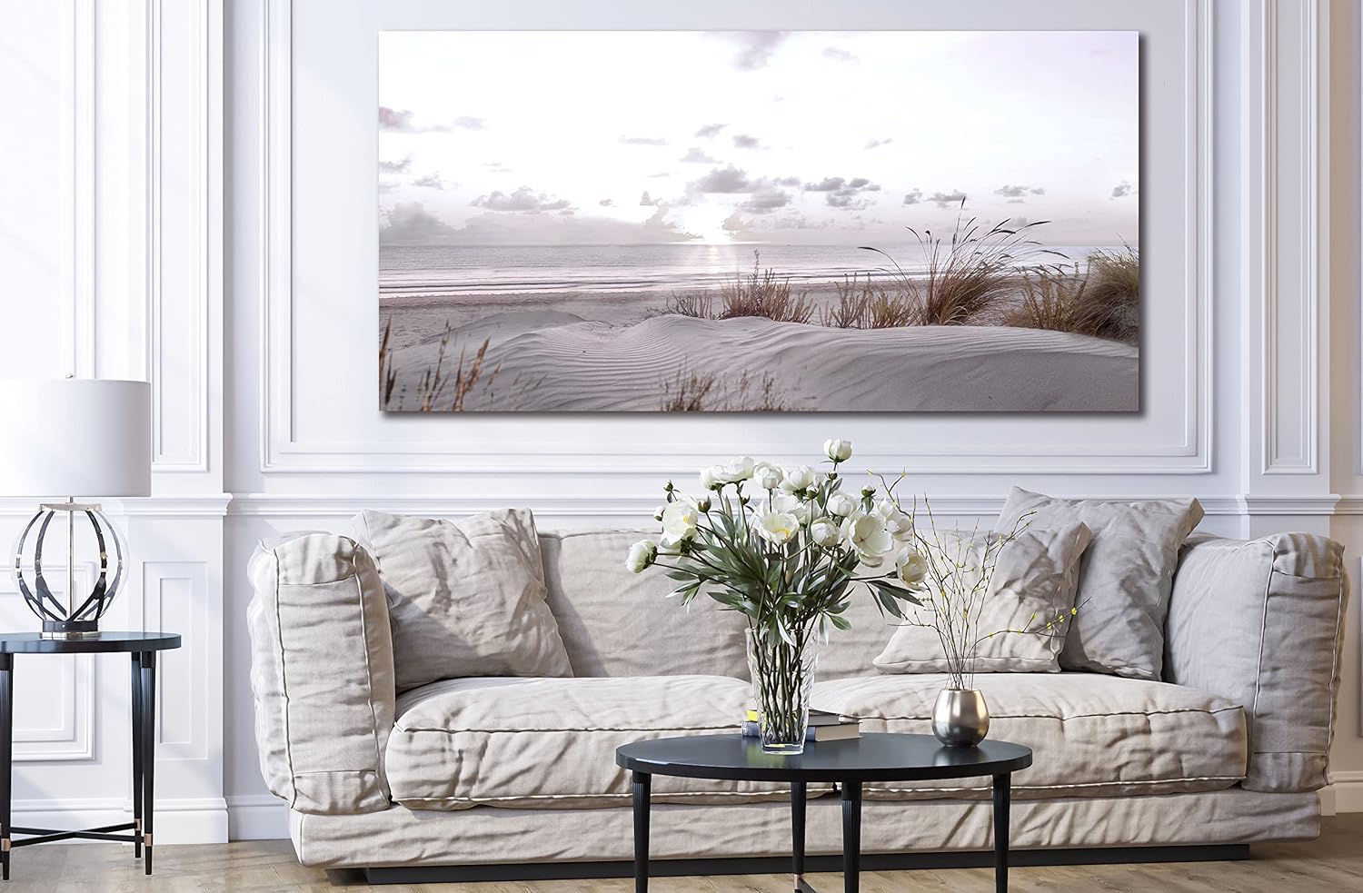 beach wall-art for living room large size - ocean bedroom wall art - modern home office decor canvas framed corridor pattern pictures 30x60 inch ready to hang