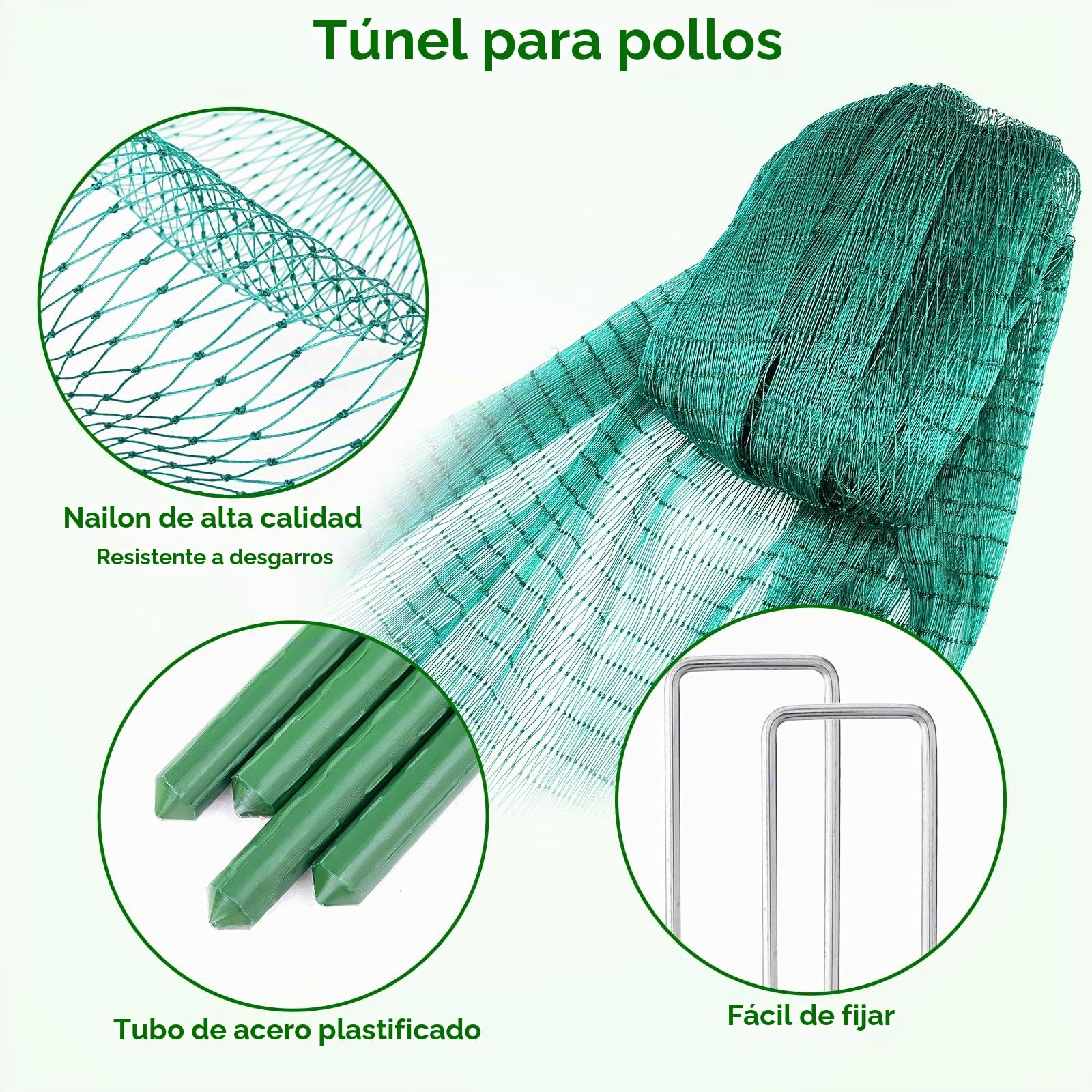 UNIFAMILY Túnel de Pollo, gallinero, 157 x 31 Pulgadas, túneles de Pollo para Patio Exterior, túnel de fácil instalación, Adecuado para Pollos, Patos, Conejos, Grandes, Color Verde