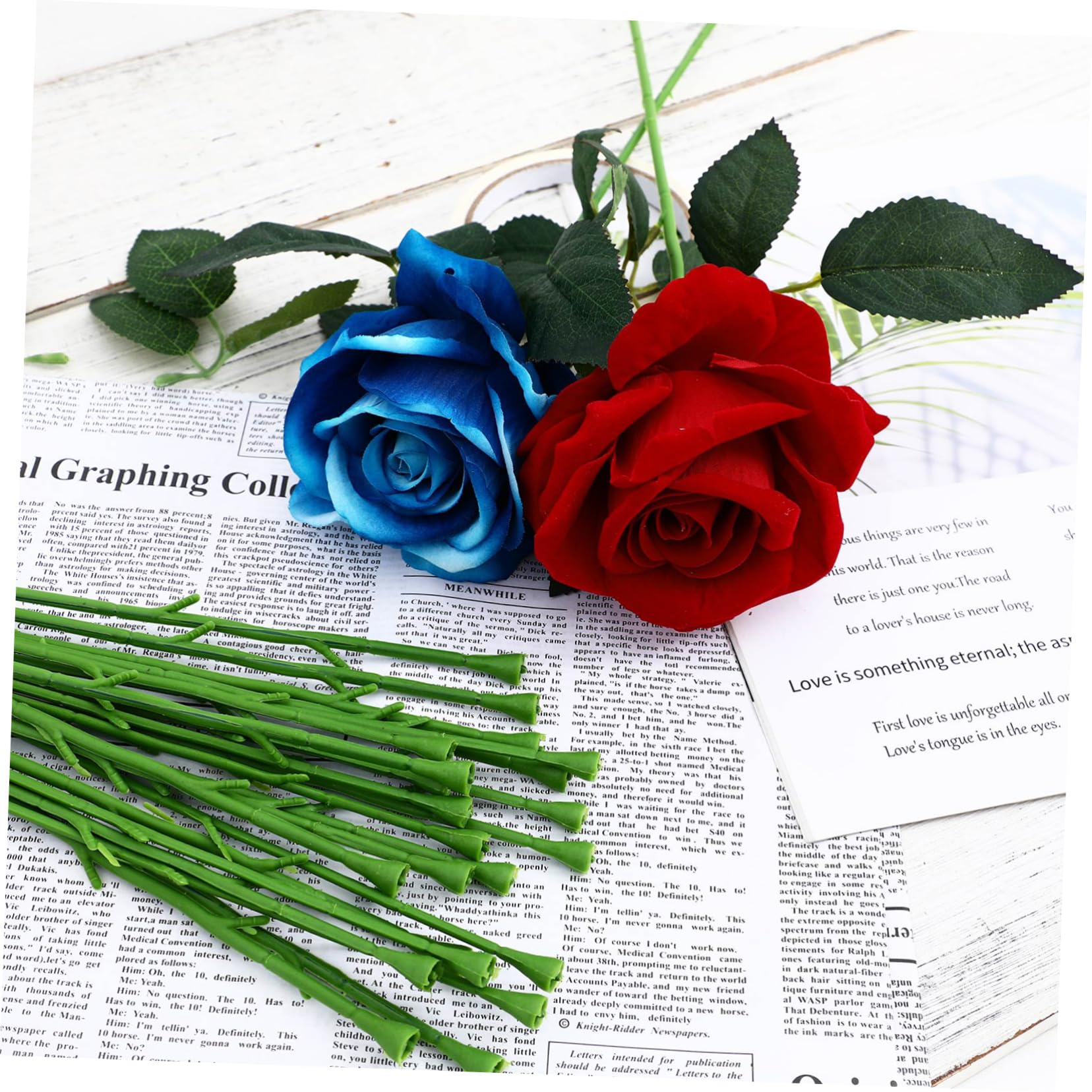 Tofficu 150 Pezzi Artificiale Verde Flessibile per Composizioni Fai da Te Corto per Decorazioni Bouquet e Creativo
