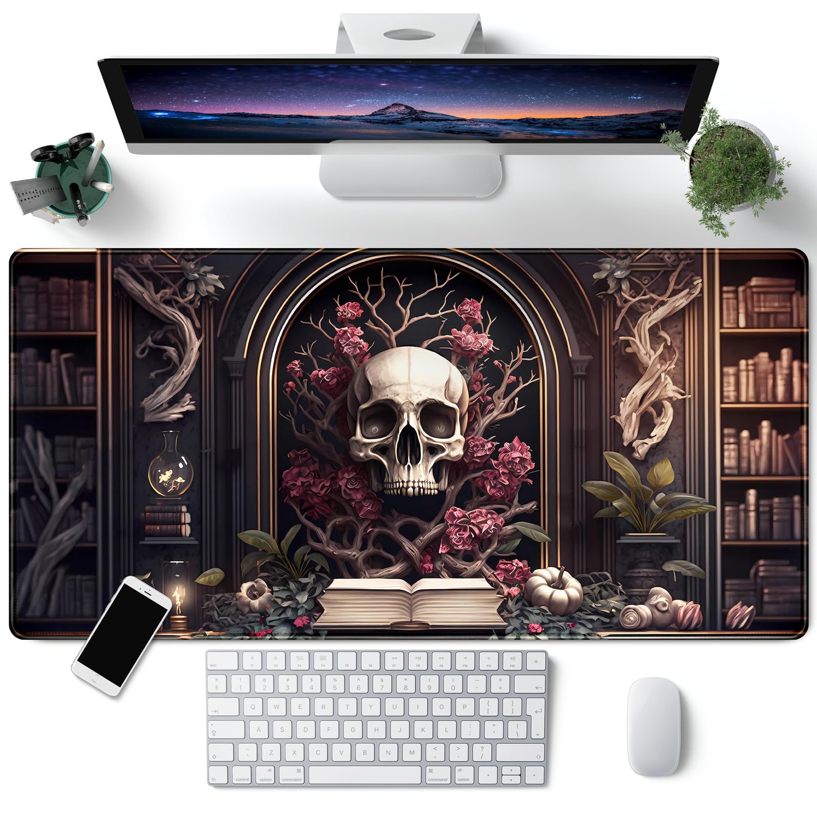 CYZFFCYZFF Goth Desk Mat Gothic Large Mouse Pad XXL Desk Pad Gaming Mousepad Extended Keyboard Mat 31.5 x 15.7 in Laptop Computer Keyboard Pad Mouse Mat for Office Desk Decor