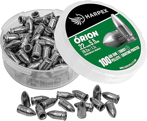 Miniatura 3 de Harpex Orion .22 Cal Airgun Pellets – 26.2 Grain Heavy Design – 12 mm / .47 in Length – Maximum Impact & Knockdown Power – Premium Lead Pellets for