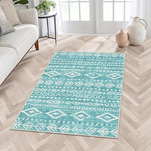 Miniatura 179 de Lahome Alfombras de cocina antideslizantes, lavables para entrada, estilo bohemio, blanco y negro, 2 x 3, alfombra de baño ultrafina con estampado