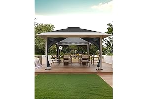 Pampic Gazebo 12x12 Pop Up Outdoor Canopy Shelter with Mosquito Netting