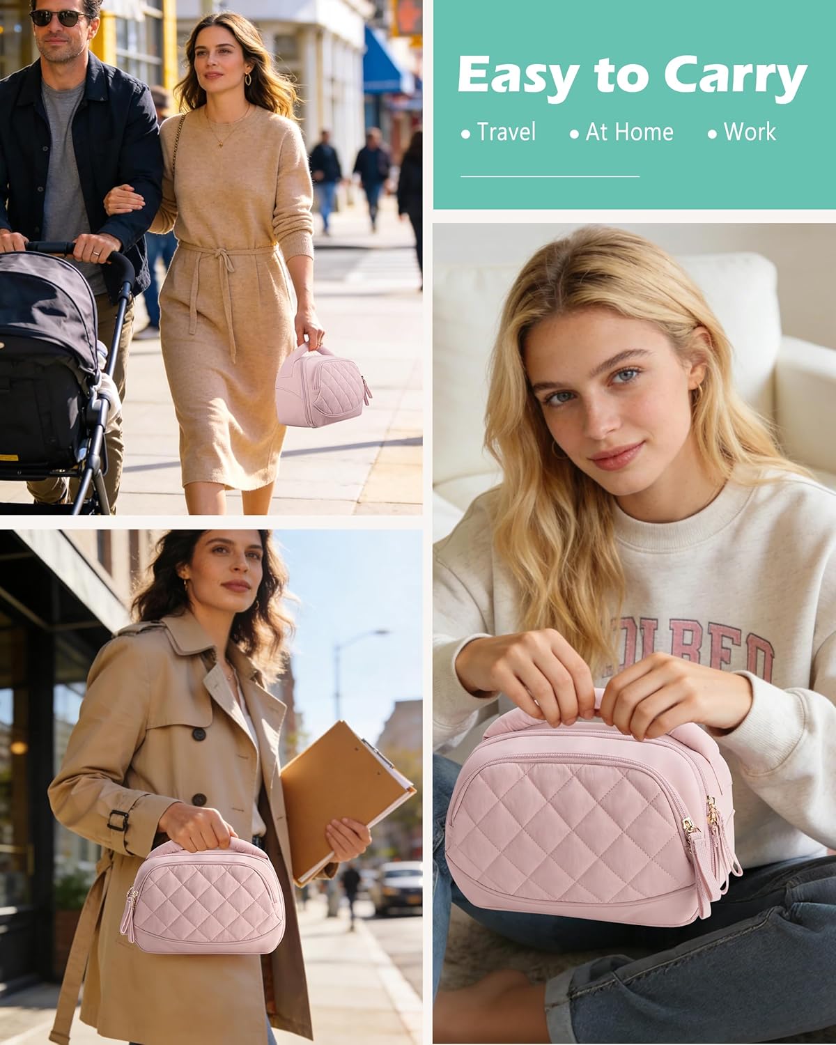 Wearable Breast Pump Bag Compatible with Momcozy, Medela and Eufy Pumps, Portable Pumping Bag with Handle for Work, Travel, and Family Use, Pink