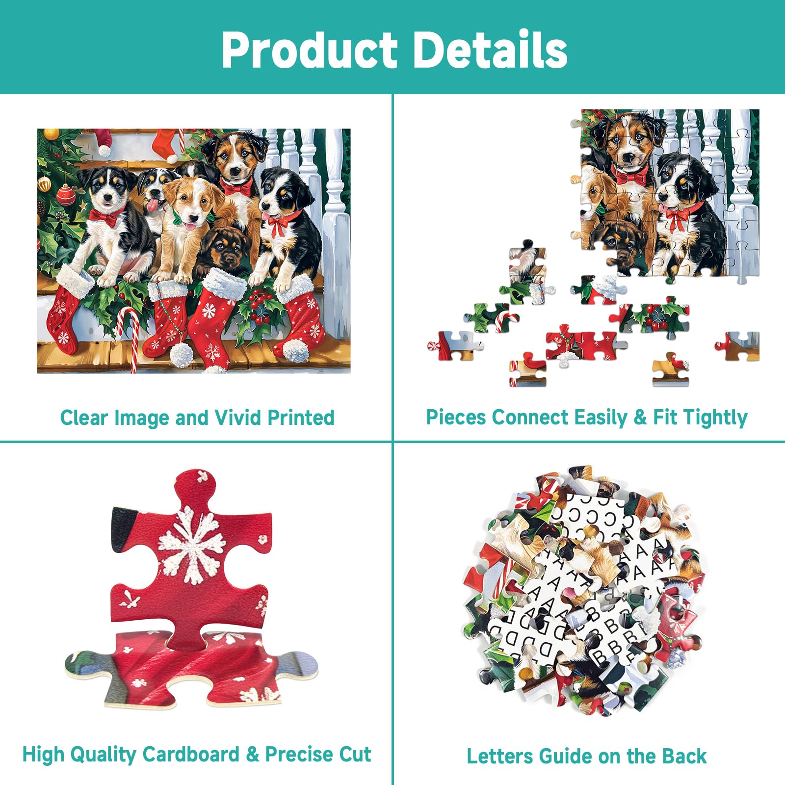 2024 Christmas 100 Piece Puzzles for Kids-Dog Puzzle 100 Piece Puzzles ...