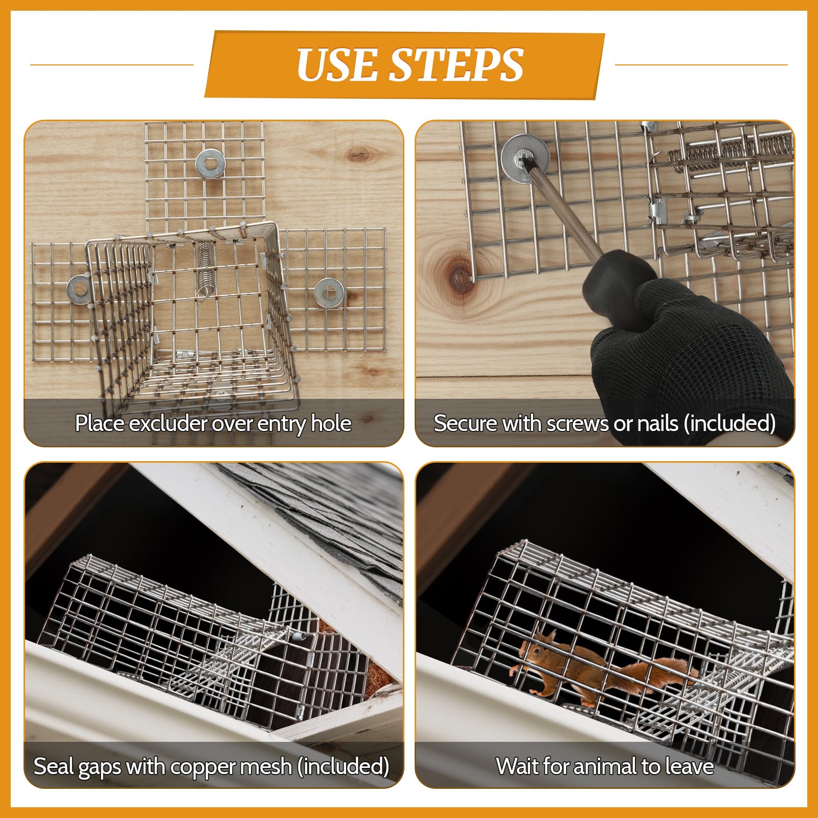 Lettry Lot de 2 boudins de porte unidirectionnels en forme d'écureuil, cage d'animaux, écureuils humains, tamias sans contact, pour espaces extérieurs comme greniers, cheminées – Comprend un kit