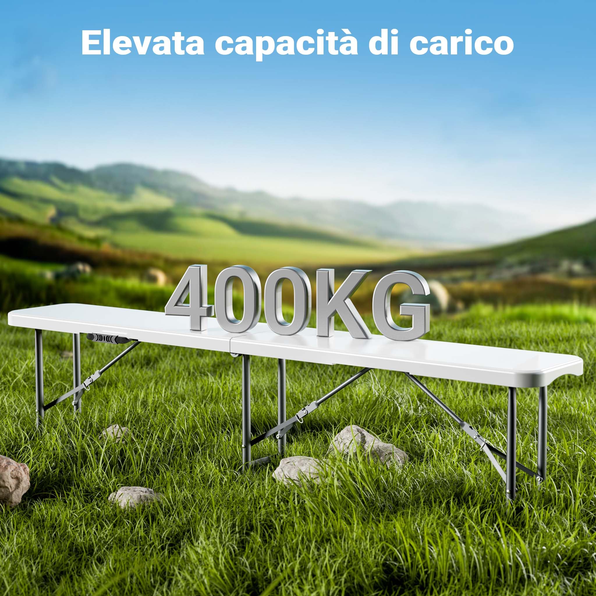 Wiltec Panca da campeggio ripiegabile Panchina da giardino richiudibile