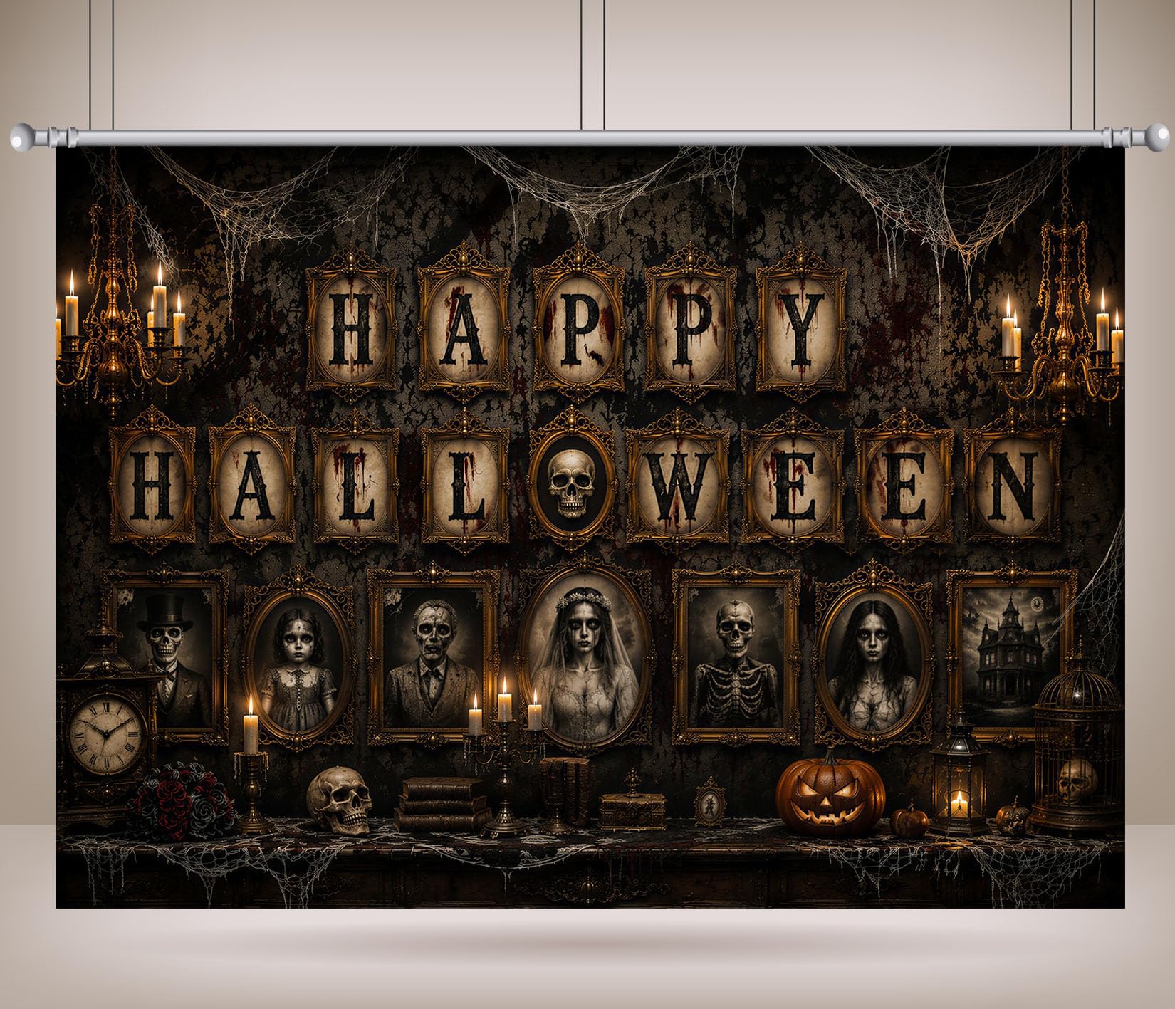 10x8FT (3x2.5m) Ritratti Lettere Happy Halloween Sfondo Fotografico