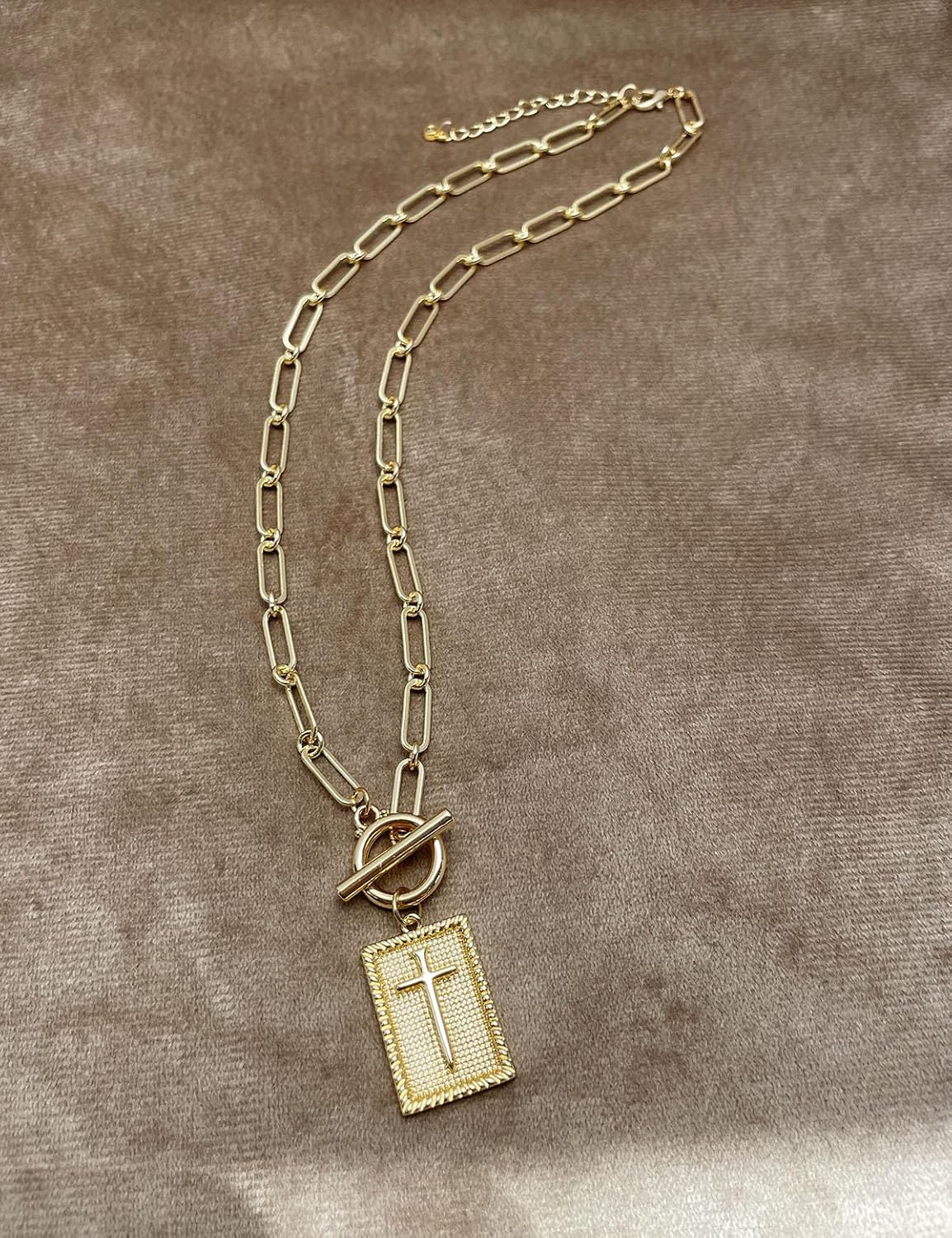 Chunky Gold Cross Necklace Jewelry for Women Trendy, Statement Paperclip Cross Pendant Non Tarnish Necklaces for Women Gift Christian Religious Baptism - Image 4