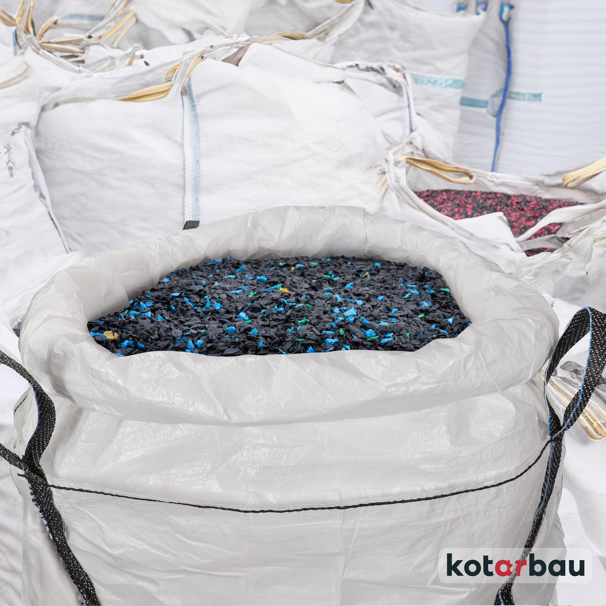 KOTARBAU® 2 sacos grandes de 90 x 90 x 90 cm para jardín, delantal estable y embudo de salida de 500 kg, polipropileno, para cargas pesadas, bolsas de residuos de jardín, bolsas de basura, bolsas de