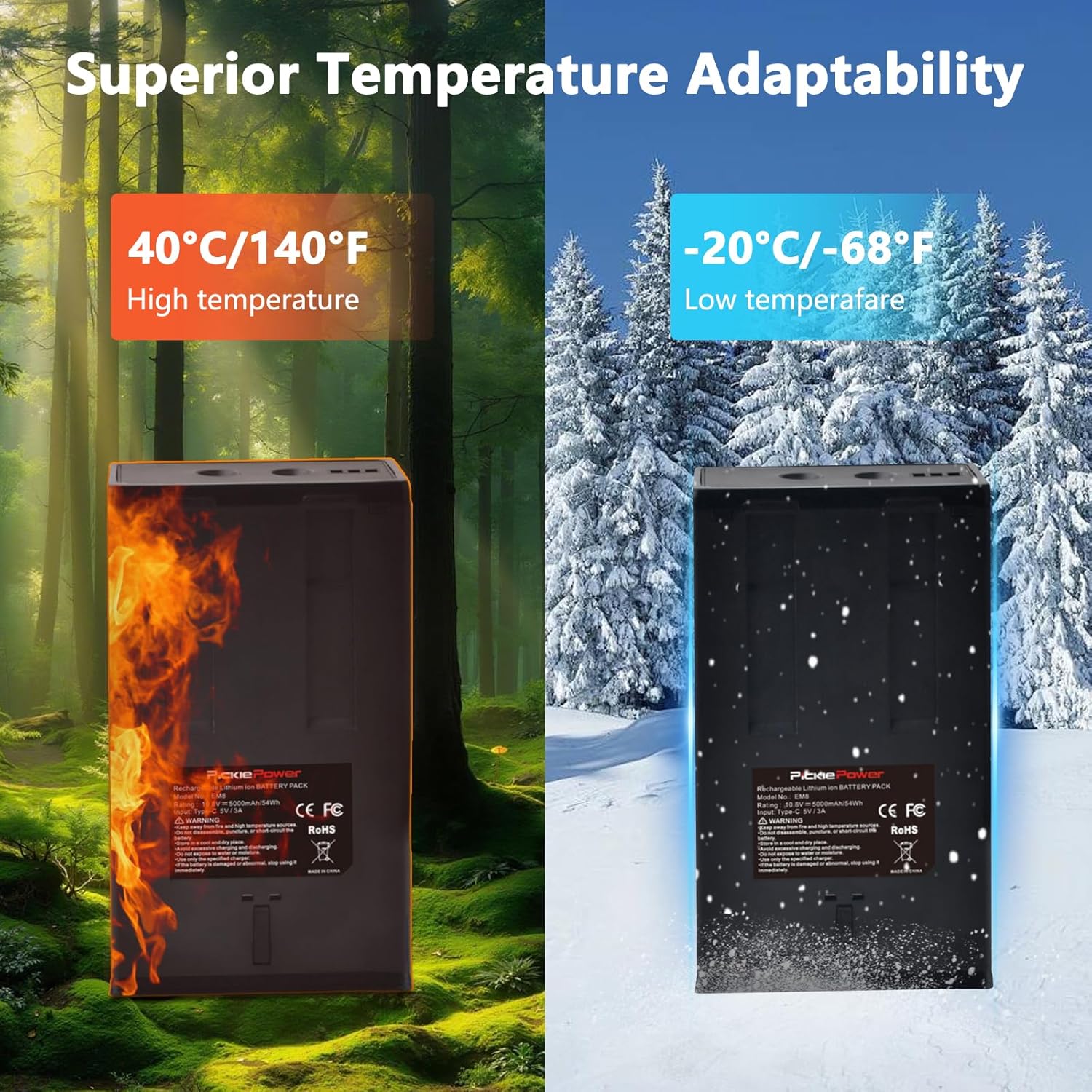 Pickle Power 5000mAh Rechargeable Lithium Battery Pack for Moultrie Edge, Edge 2, Edge Pro, Edge 2 Pro Trail Camera, USB-C & Solar Panels Charging