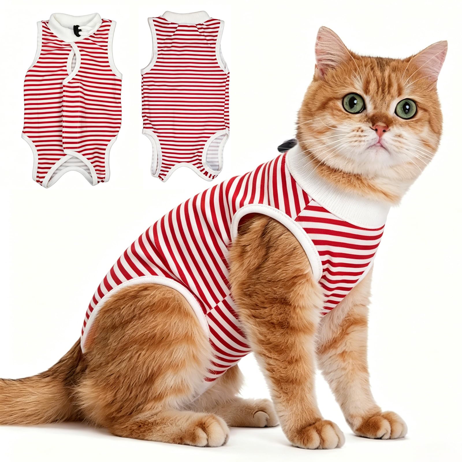 Cat Professional Recovery Suit with Cooling Fabric, Breathable & Cool Body Suits for Abdominal Wounds or Skin Diseases,E-Collar Alternative for Cats, Onesie Cat Clothes After Surgery — image 1