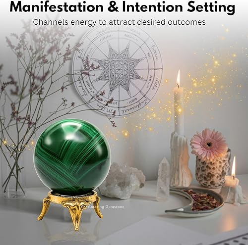 Vista 309 de Amazing Gemstone Black Tourmaline Crystal Ball with Stand - 2" Inches Crystal Sphere Meditation Balls for Witchcraft and Decorative Balls