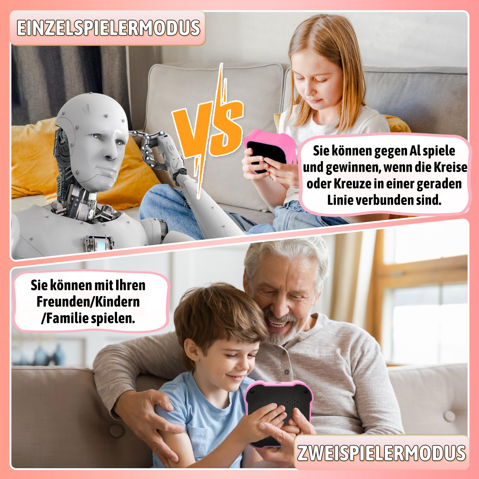 Gioco Elettronico, Portatili Giochi di Puzzle Smart Games per bambini, 1/4 Giocatori Giochi Per Famiglie Scacchiera Gioco Digitale, Giocattoli Fidget Portatili Educativi Da Viaggio.