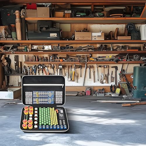 Miniatura 6 de Caja organizadora de almacenamiento de baterías con probador BT-168, estuche variado con capacidad para más de 140 pilas AA, AAA, C, D, 9V, litio de